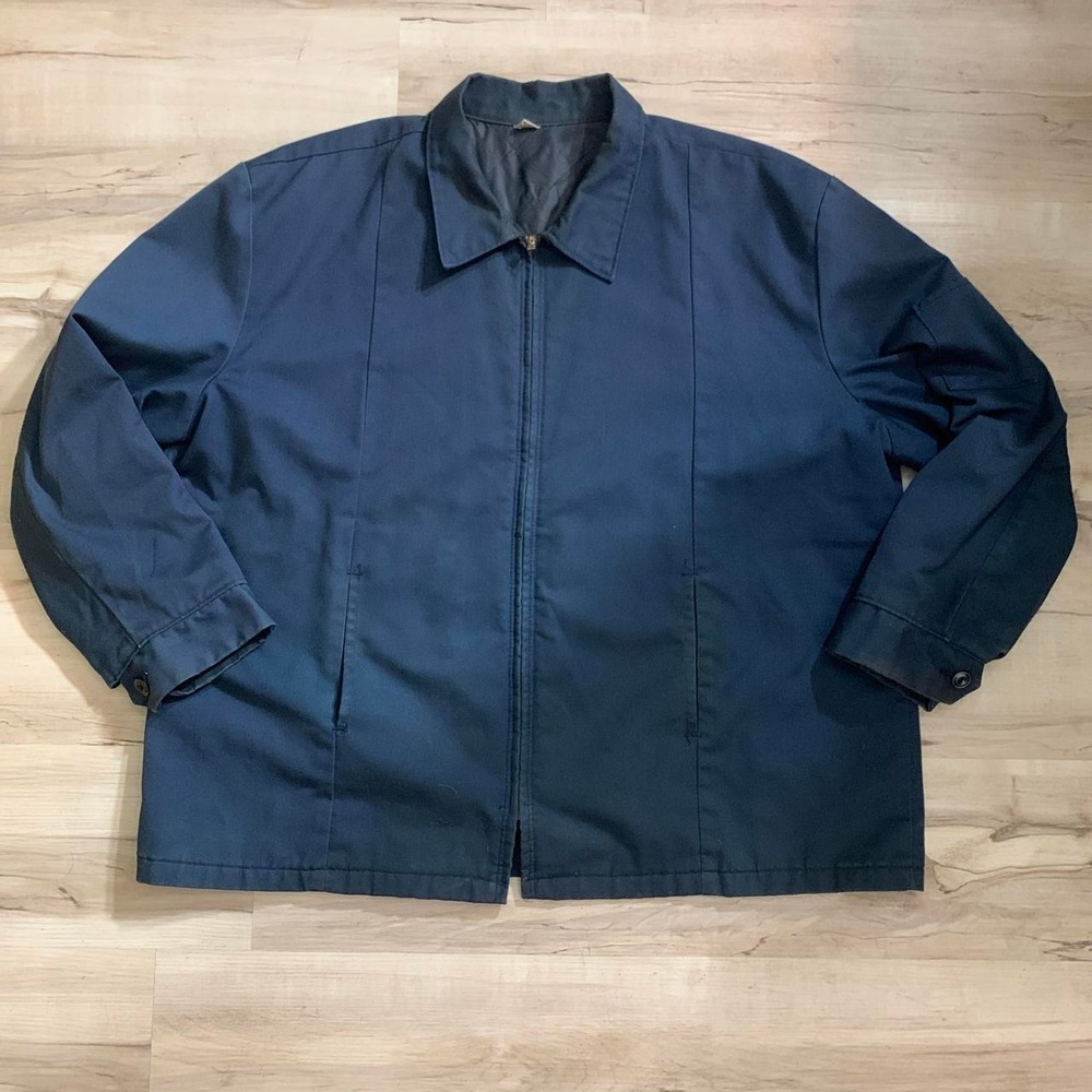 Vintage 1960s Navy Blue Machine Shop Jacket Quilted Workwear JT50NV XL